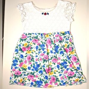 Summer floral dress with roses and knit lace top